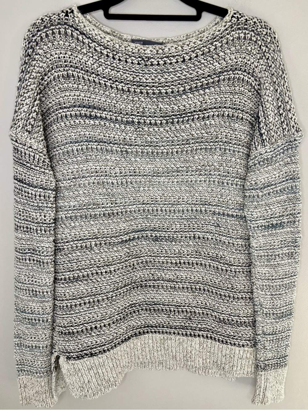 Vince Marled Knit Sweater Small Cream Gray Chunky Pullover